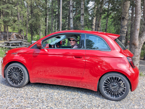 Small red car.